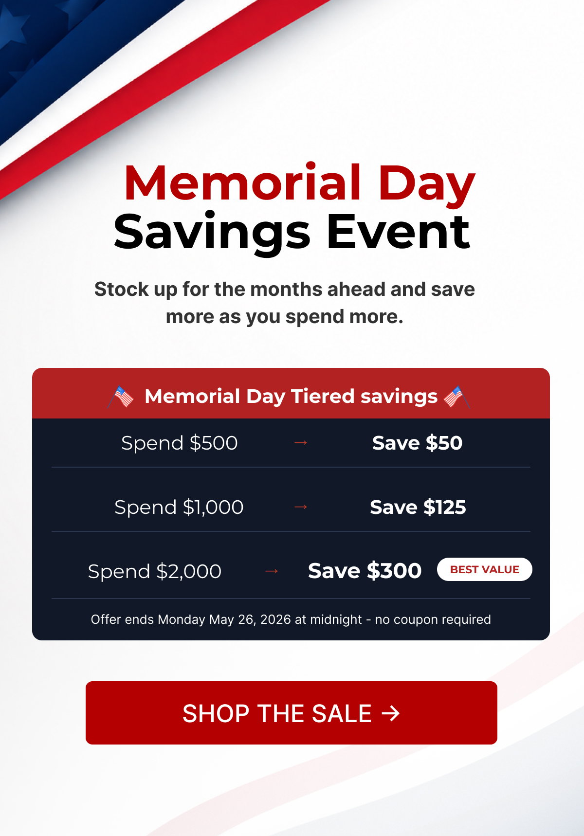  Memorial Day Savings Event