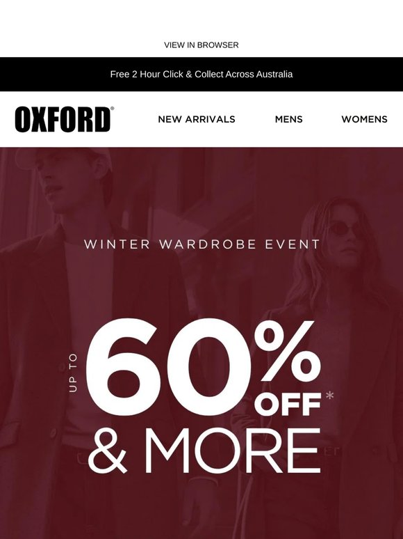 Winter Wardrobe Event | Up to 60% Off & More