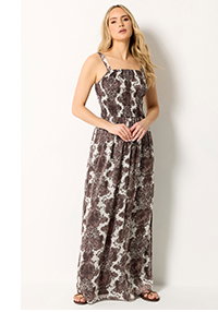 Chocolate Brown Paisley Maxi Dress