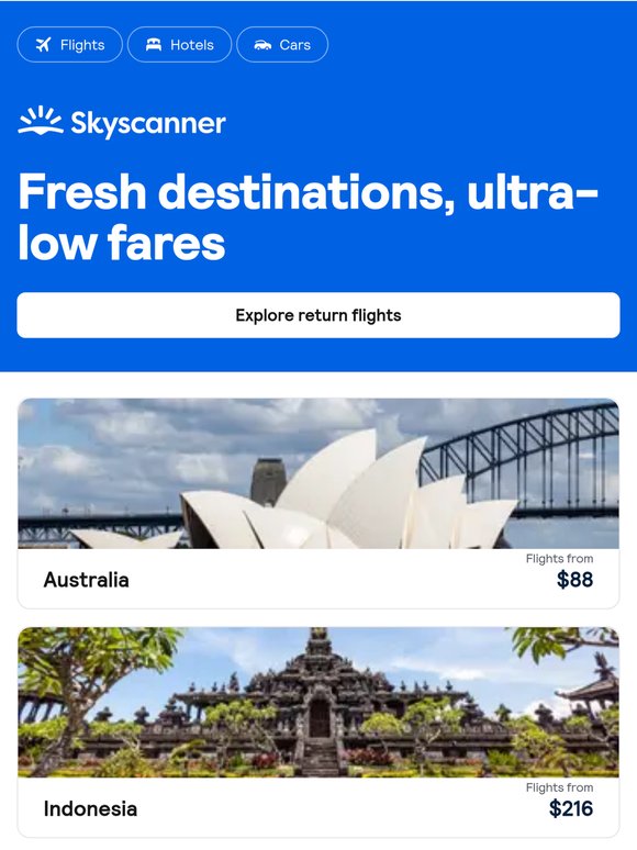 Cheapest seat in the sky — from $88