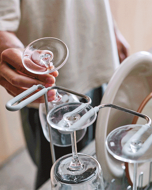 Extend™ Steel Plus Expandable Stone Dish Drainer with Wine Glass Rack