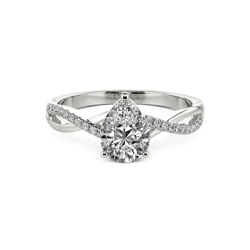 Custom Minimalist Twist Pear Cut Engagement Ring