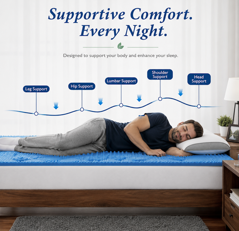 Bliss & Beyond5 Zone Memory Foam Cool Gel Infused Mattress Topper