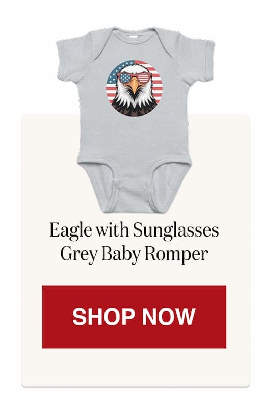Eagle with Sunglasses Grey Baby Bodysuit Romper [Click here to Shop Now]