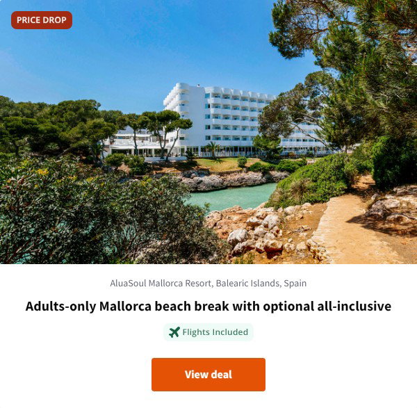 Adults-only Mallorca beach break with optional all-inclusive