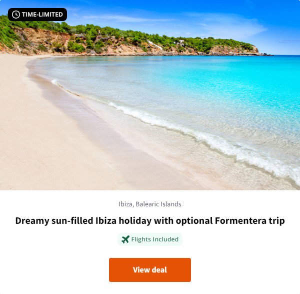 Dreamy sun-filled Ibiza holiday with optional Formentera trip