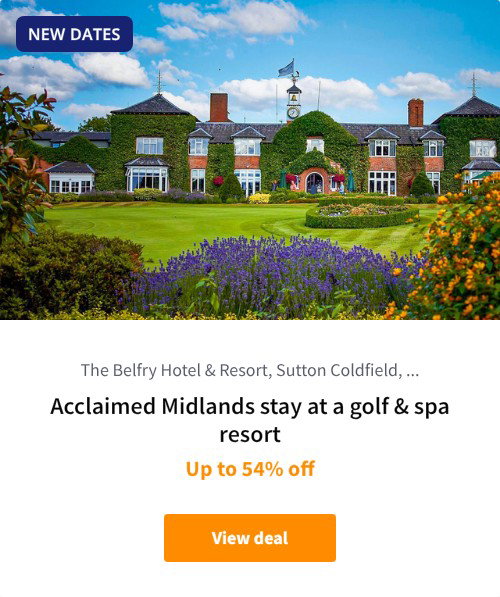 Acclaimed Midlands stay at a golf &amp; spa resort