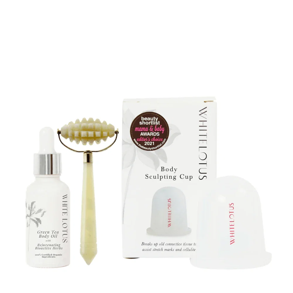 Image of White Lotus Jade Roller Set - tegen striae en cellulitis