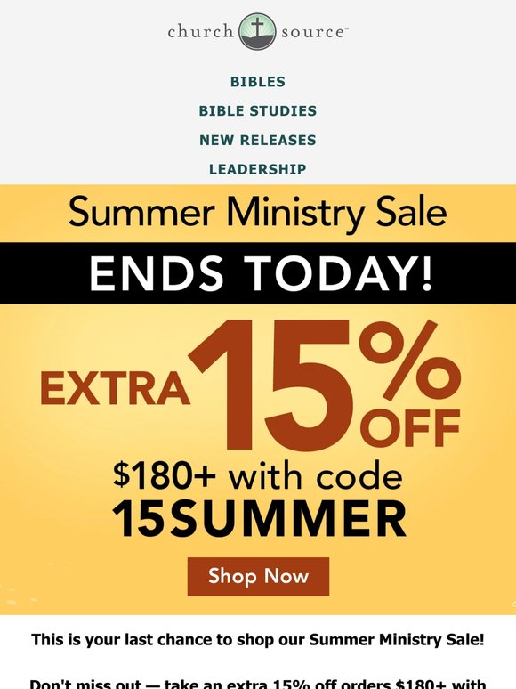 FINAL HOURS: Take an extra 15% off ⏰