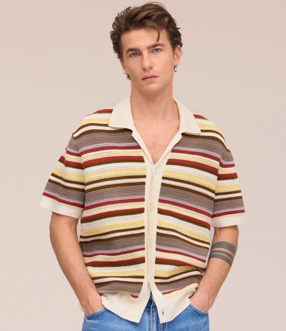 'Lars' Striped Polo Cardigan