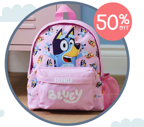 Personalised Pink Bluey Backpack
