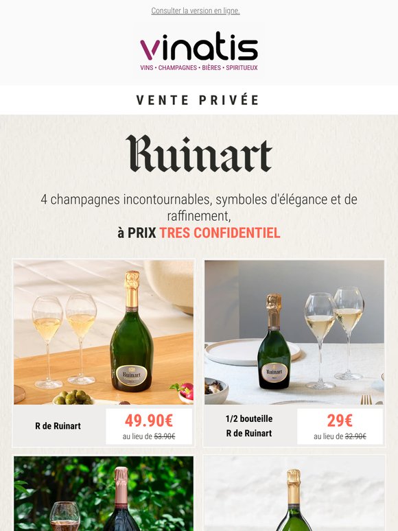 Vente Privée RUINART 🍾 4 incontournables à prix ultra confidentiels !