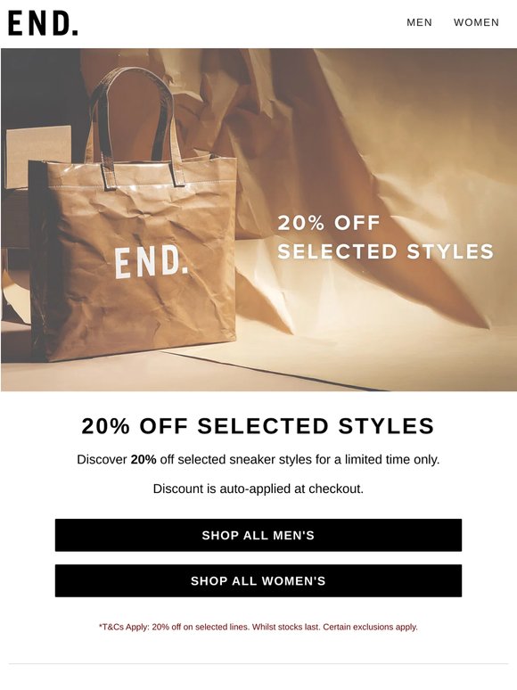 20% off selected adidas, Nike & more