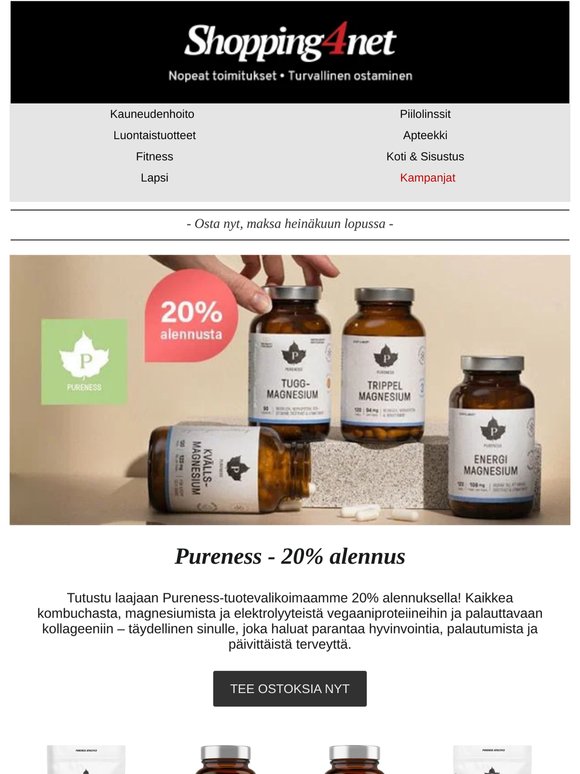 20% alennus Pureness- ja YOPE-tuotteista - Anna kehollesi parasta