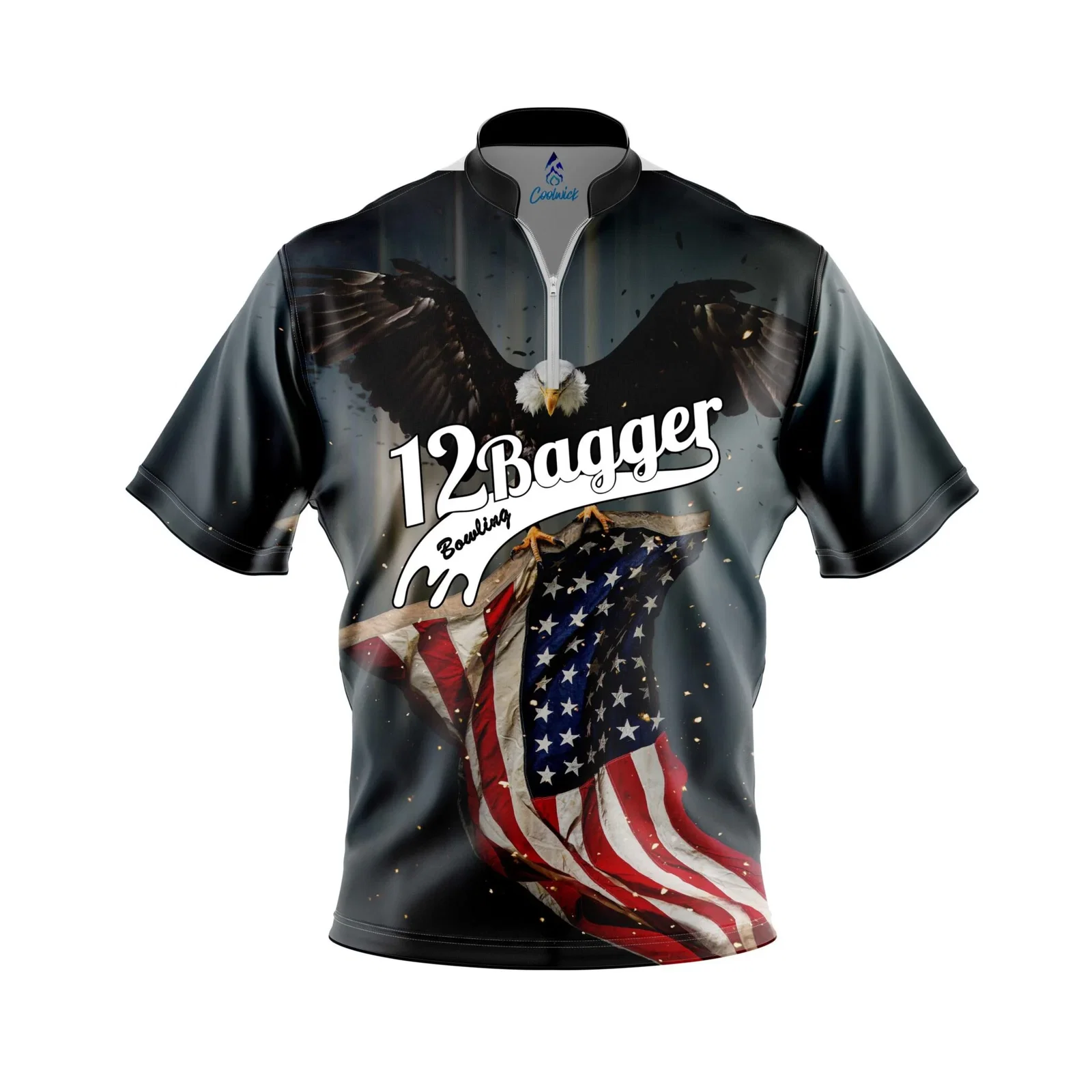 Image of 12 Bagger American Eagle Quick Ship CoolWick Sash Zip Bowling Jersey
