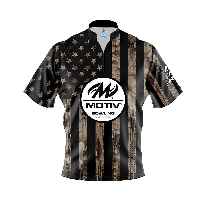 Image of Motiv Desert Camo Flag Fast Track CoolWick Bowling Jersey