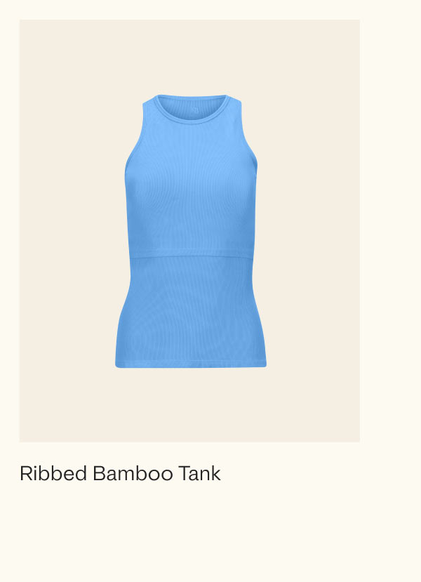 Ribbed Bamboo Tank in Harbor Blue
