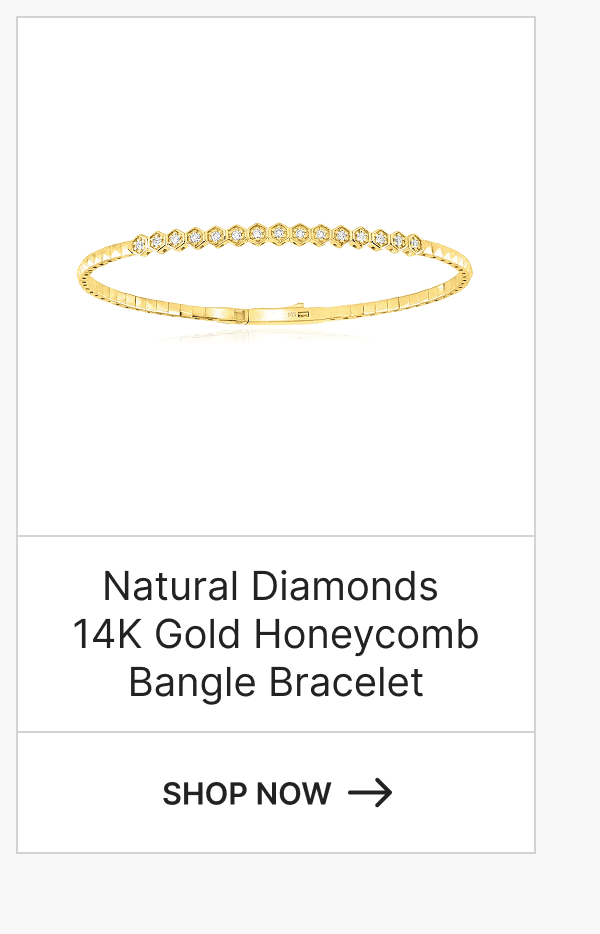 Natural Diamonds  14K Gold Honeycomb Bangle Bracelet. Shop Now.