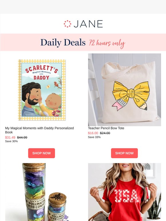 Daily Deals: Americana Graphic Tee | Personalized Dad Book | Teacher Pencil Bow Tote | & More!