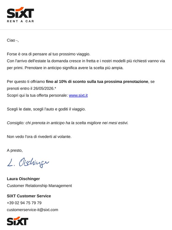 —, fino al 10% di sconto solo per te