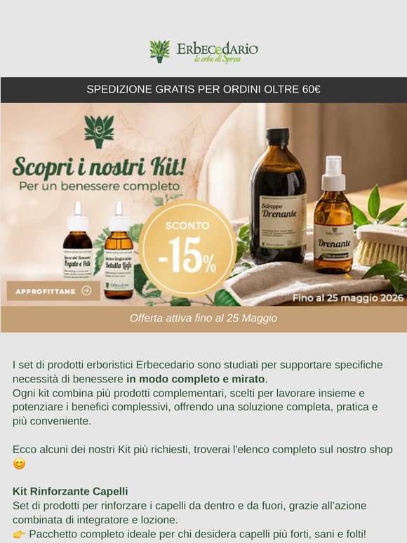 Scopri i nostri Kit Benessere! Maggiore efficacia, più risparmio! 💚
