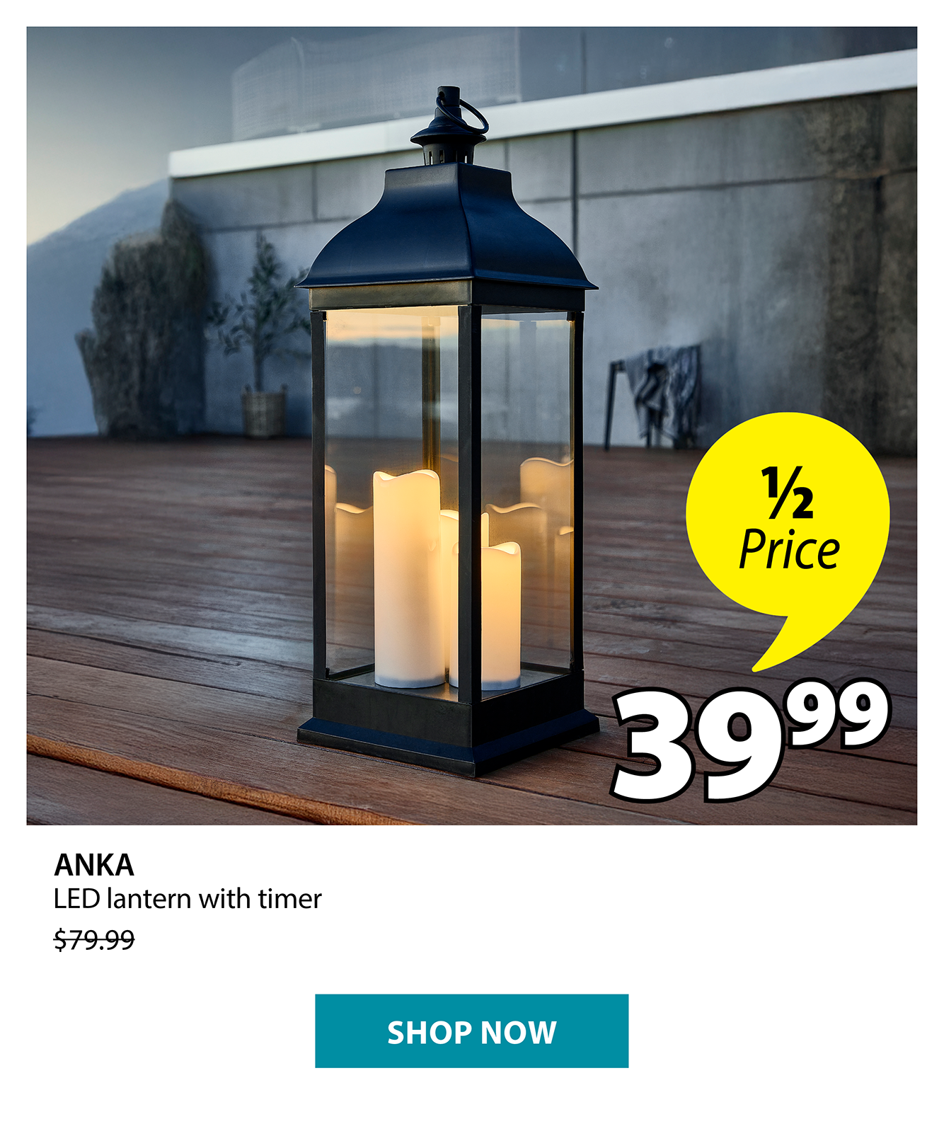 ANKA LED lantern with timer | 1/2 Price