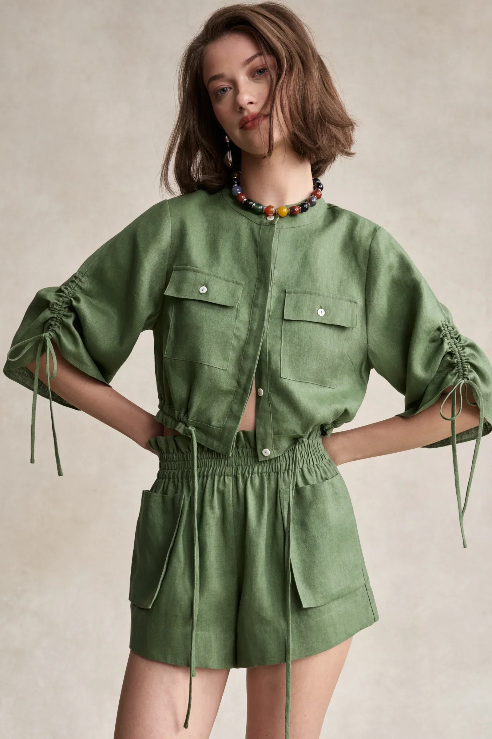 Image of  Eva Crop Shirt - Sage