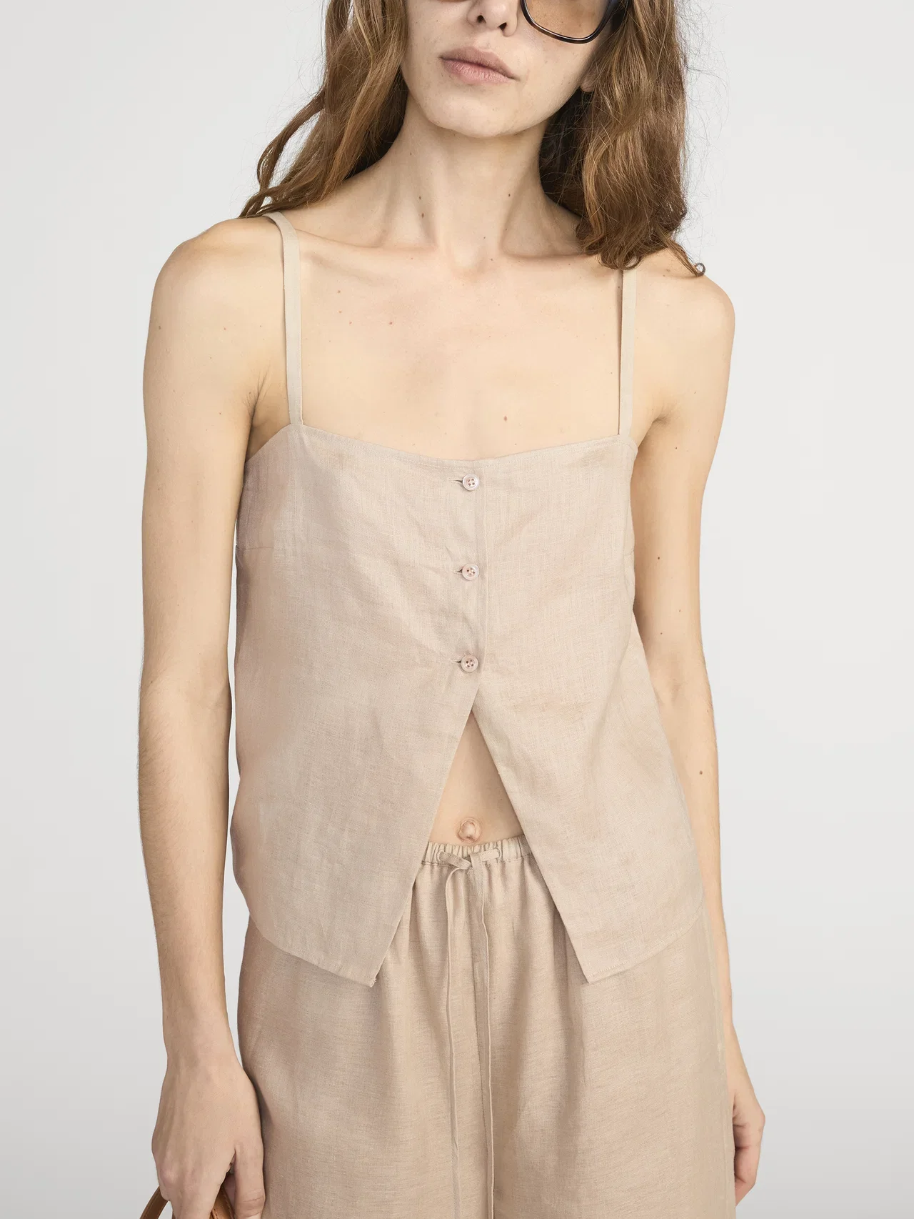 Image of  The Linen Button Cami - Flax