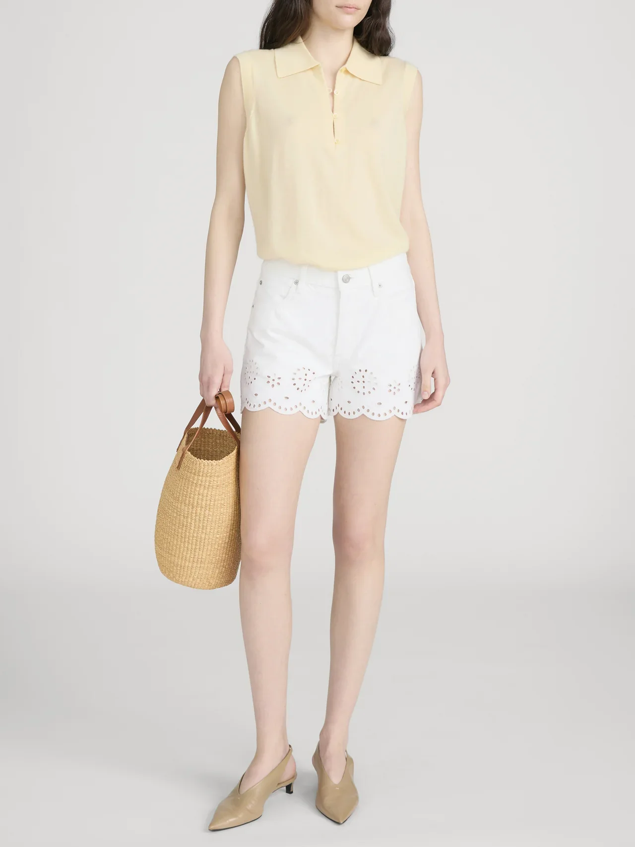 Image of  The Eyelet Hang Short Long - White