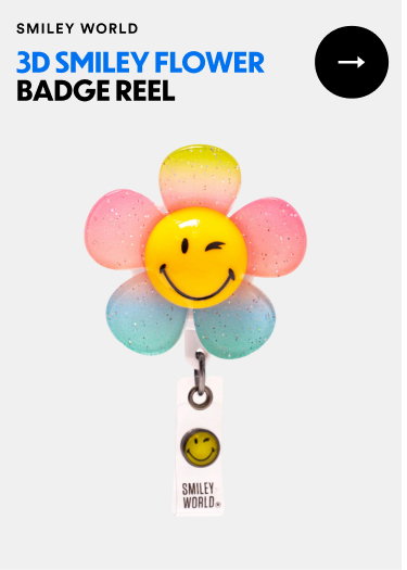 Smiley World | 3D Smiley Flower Badge Reel | Shop Now