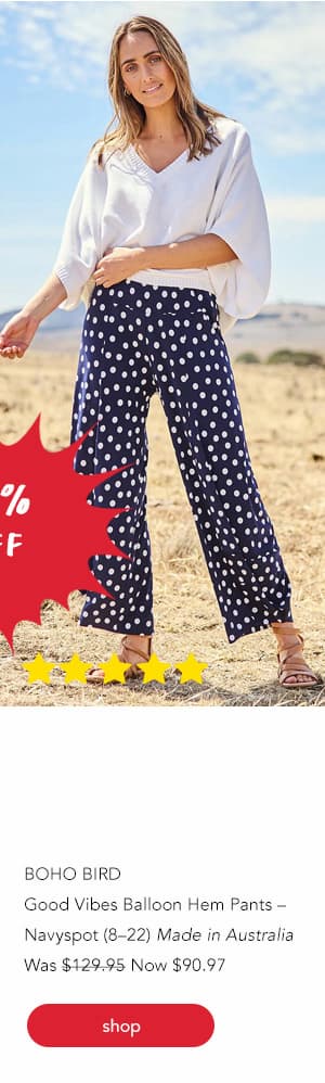 good vibes balloon hem pants