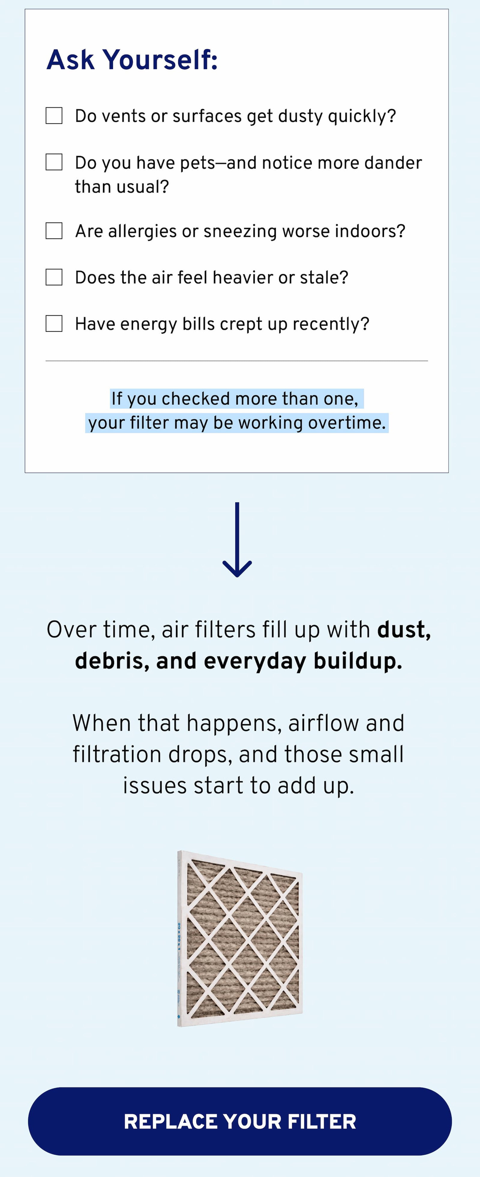 It's time to replace your air filter.