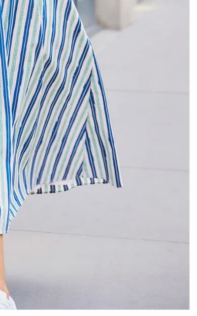 Short Sleeve Cotton Sophia Midi Dress In Ecru Navy
