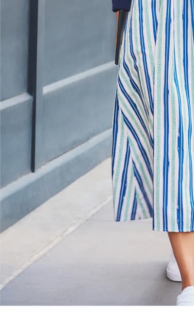 Short Sleeve Cotton Sophia Midi Dress In Ecru Navy