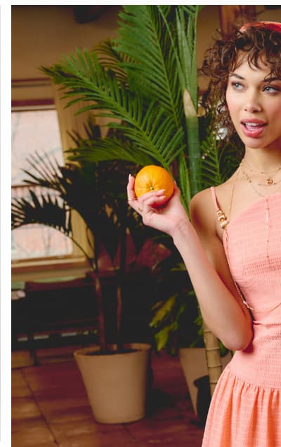 Drop Waist Seersucker Beaded Strap Sundress In Coral