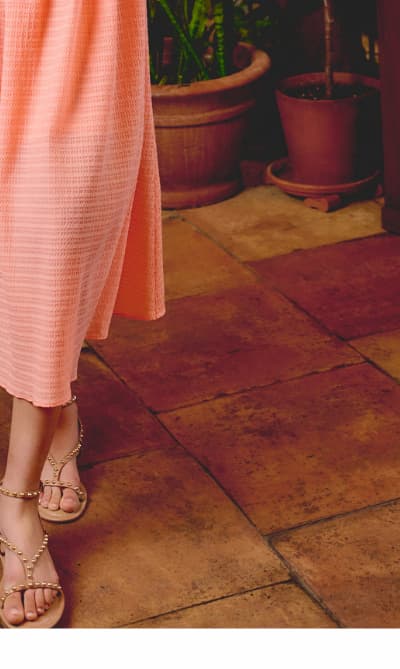 Drop Waist Seersucker Beaded Strap Sundress In Coral
