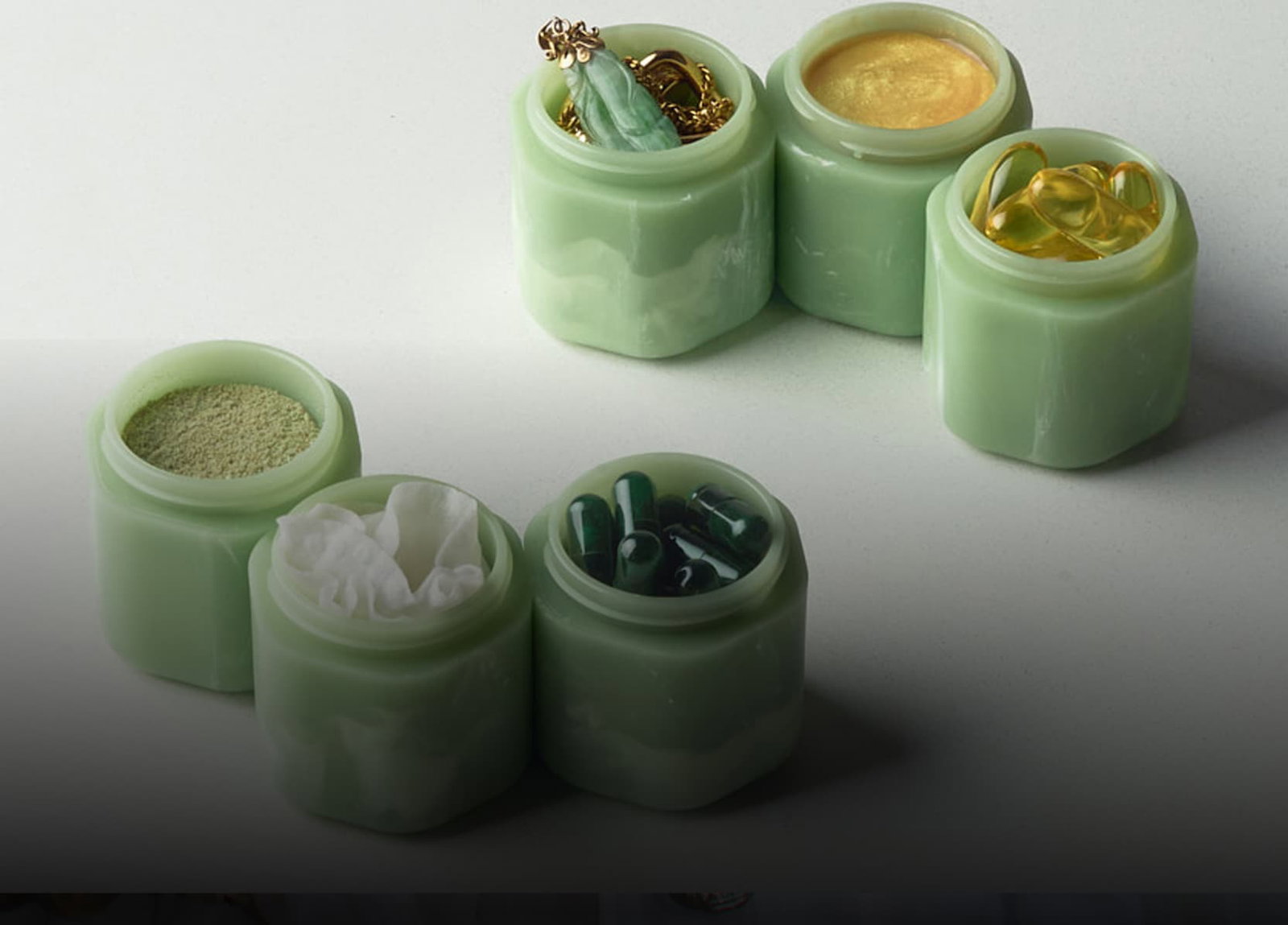 Click to RSVP for the Jade Pop Up Event. Image of Jade Capsules filled.