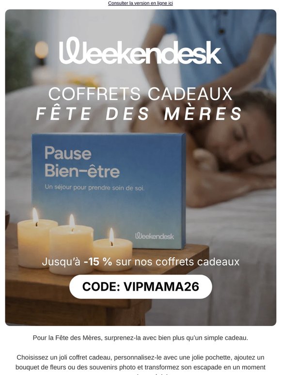 15 % de réduction supplémentaire sur les coffrets cadeaux Fête des Mères