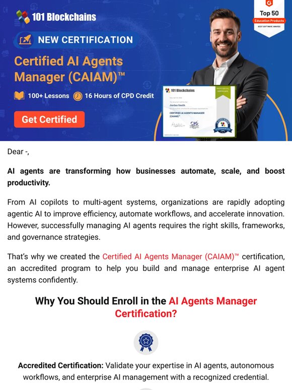 🚀 Have You Explored Our Newly Launched AI Agents Manager Certification?