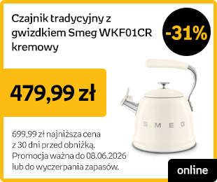 Czajnik tradycyjny z gwizdkiem Smeg WKF01CR kremowy