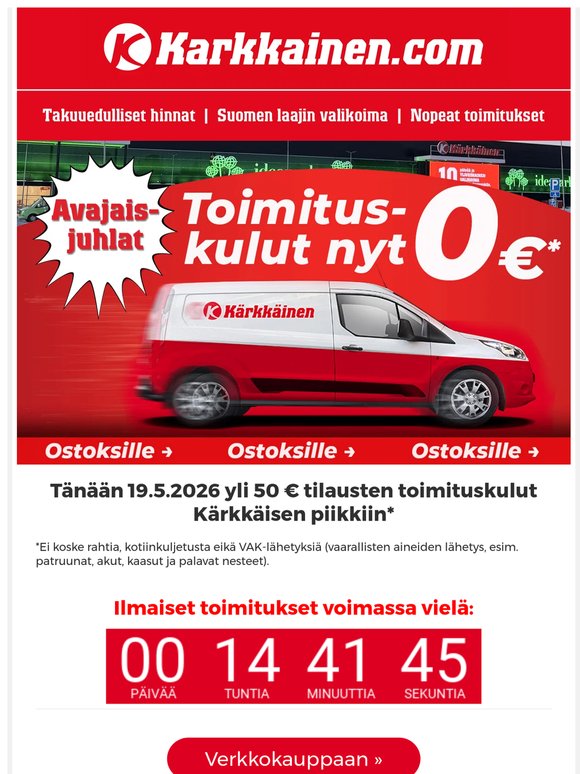 Tänään 0 € toimituskulut* 🚛💨