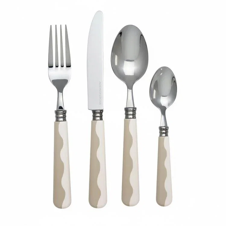 Image of Wave Cutlery - Cappuccino & White (16‑Piece Set)