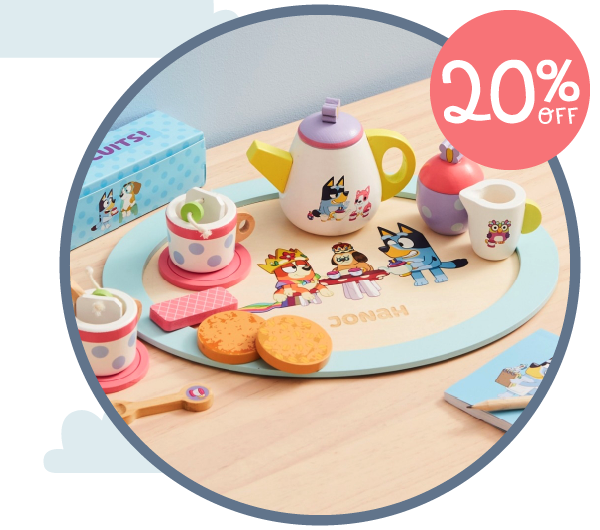 8th Wonder Personalised Bluey Wooden Tea Party Set