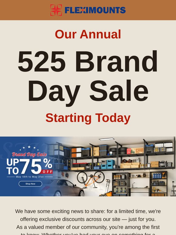 FLEXIMOUNTS 525 Brand Day Sale — Don't Miss Out