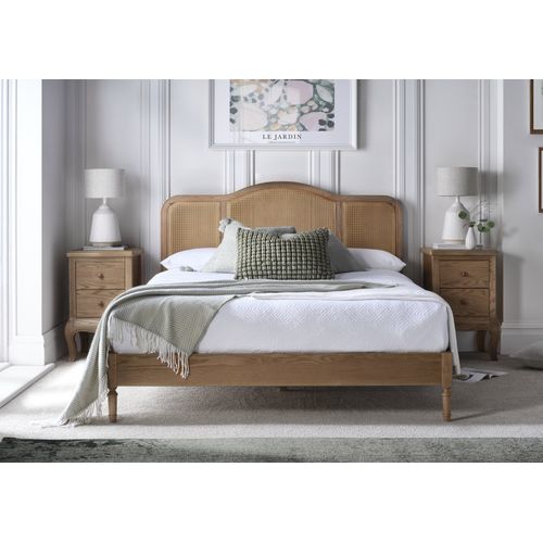 Signature French Rattan Oak Finish Bed Frame