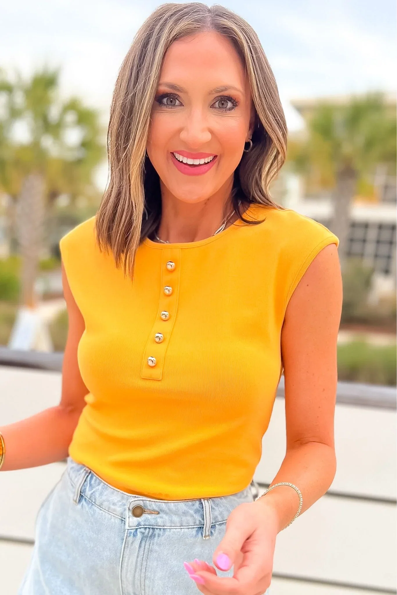 Image of SSYS Cece Knit Cap Sleeve Top In Orange