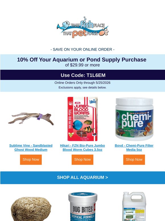10% Off Everything Your Fish Need 🐟