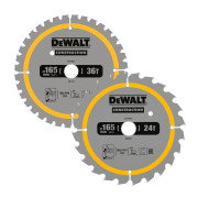 Dewalt DT90270-QZ 165mm x 20mm 24T & 36T Construction Circular Saw Blades