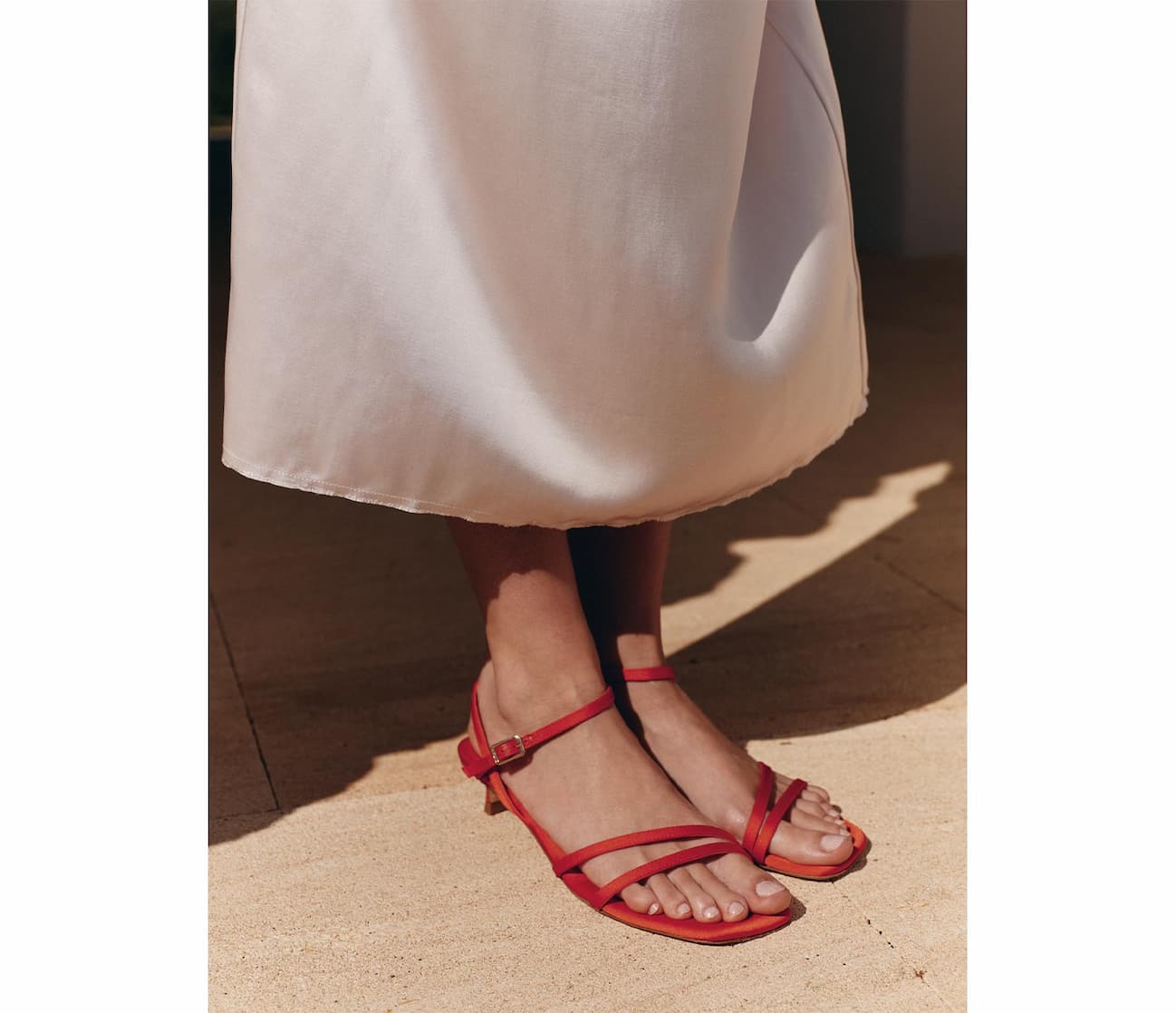 The Dylan Sandal in Poppy Satin