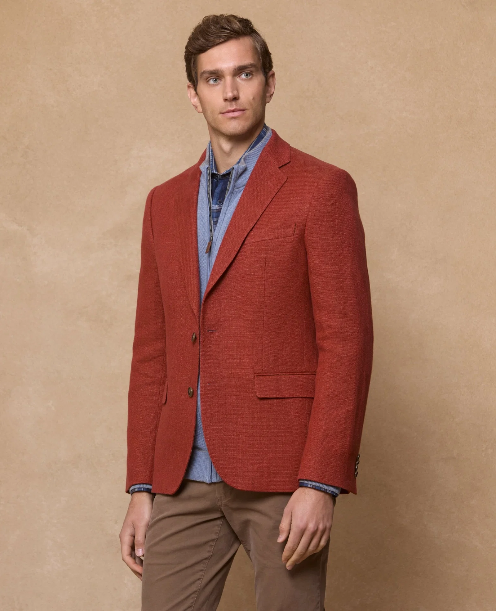 Image of Clifden Irish linen Blazer - Tangerine